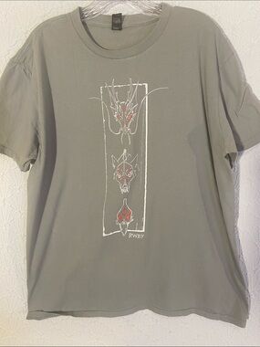 RWBY Olive Gray Graphic Short Sleeve Tee with Skull Red Accents Dedicated Fans
